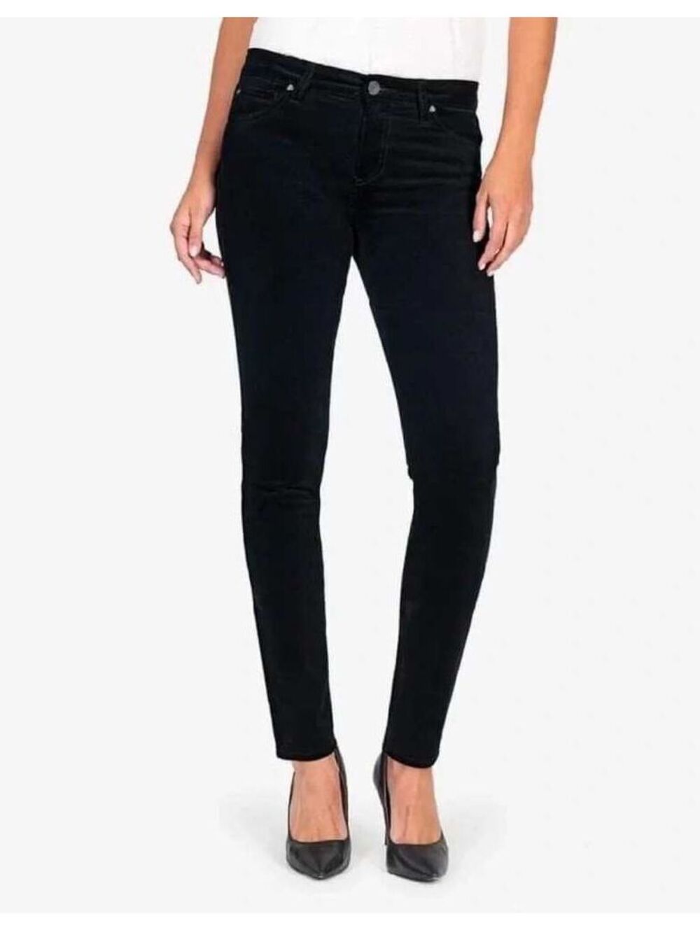 Kut from the Kloth Women's Black Diana Skinny Petite Courdoroy Jeans Size 12 NWT